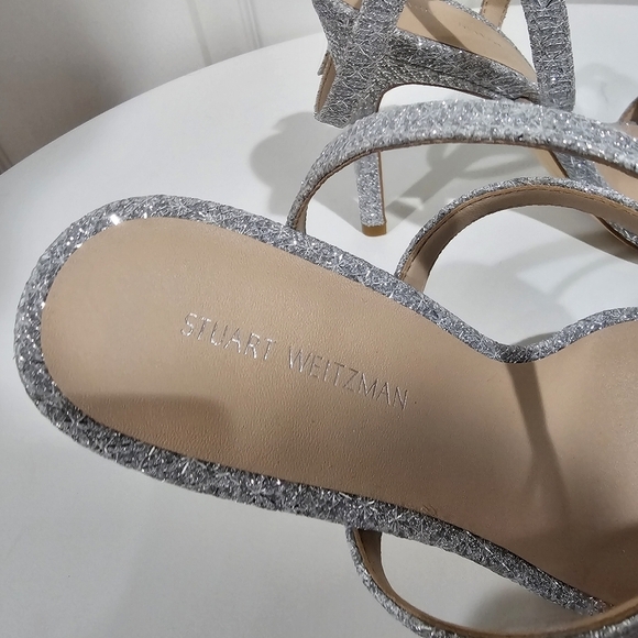 Stuart Weitzman Crystal Buckle 95 Glitter Sandal, - Picture 3 of 6